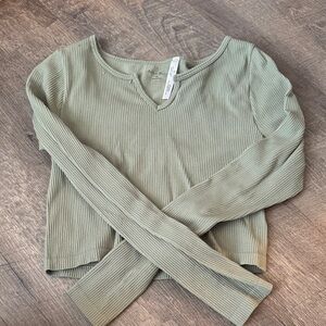 Ribbed Sage Green Women's Top